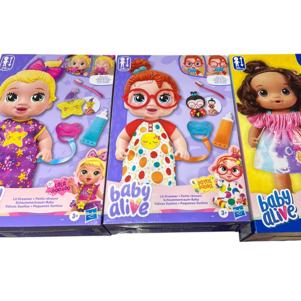 Baby Alive, Lot Of 3, Dreamer LaLa GooGoo Sleepy, Dreamer Dottie Doodle, Fruity
